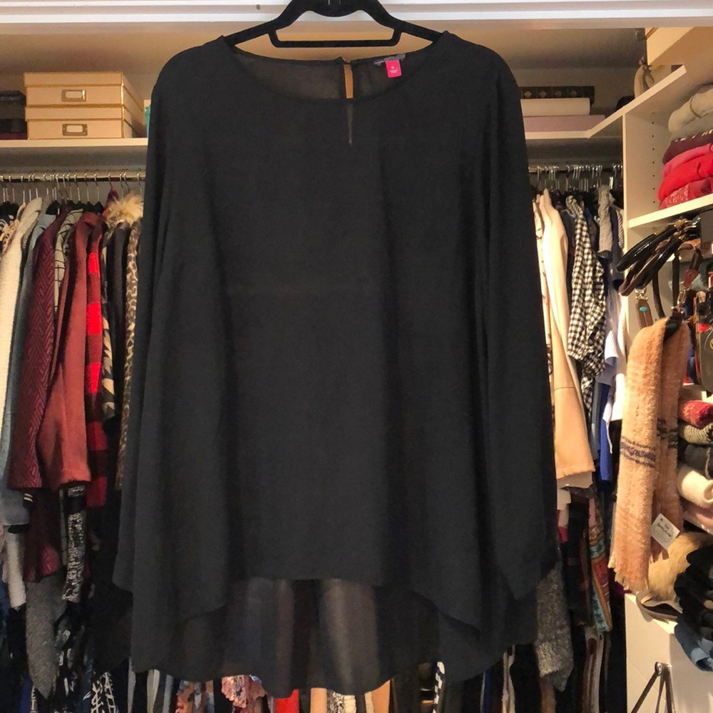Vince Camuto black high-low classic blouse.
